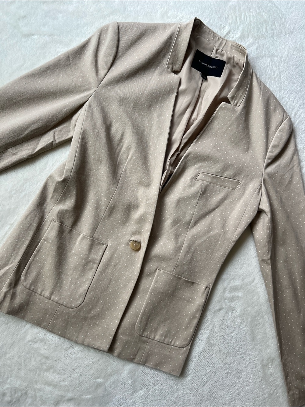 Banana Republic Taupe Polka Dot Notch Blazer
